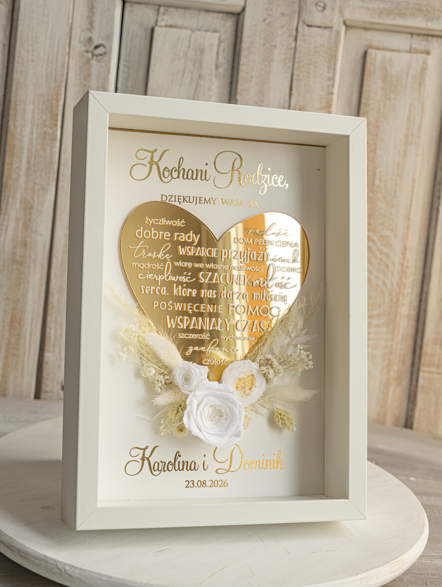 Prezenty, Podziękowania dla Rodziców Podziękowania dla rodziców w ramie Ślubne podziękowania dla Rodziców na weselu, złote podziękowanie dla Mamy i Taty, wzruszający prezent ślubne rodzicom10