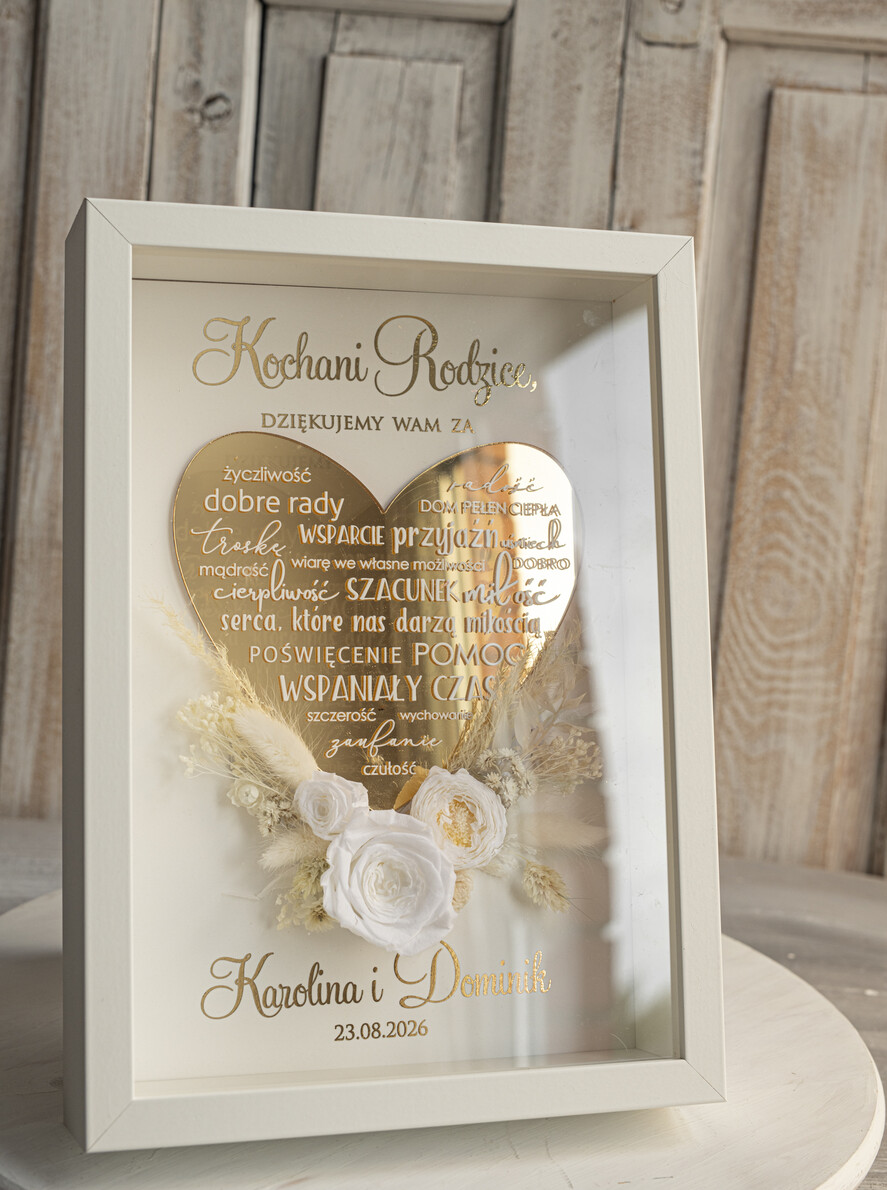 Prezenty, Podziękowania dla Rodziców Podziękowania dla rodziców w ramie Ślubne podziękowania dla Rodziców na weselu, złote podziękowanie dla Mamy i Taty, wzruszający prezent ślubne rodzicom4