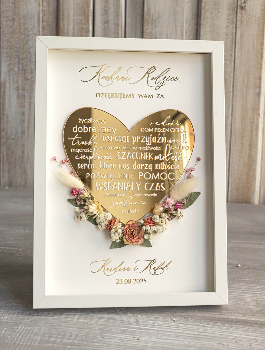Prezenty, Podziękowania dla Rodziców Podziękowania dla rodziców w ramie Ślubne podziękowania dla Rodziców na weselu, złote podziękowanie dla Mamy i Taty, wzruszający prezent ślubne rodzicom0
