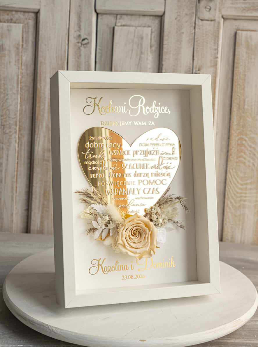 Prezenty, Podziękowania dla Rodziców Podziękowania dla rodziców w ramie Ślubne podziękowania dla Rodziców na weselu, złote podziękowanie dla Mamy i Taty, wzruszający prezent ślubne rodzicom3