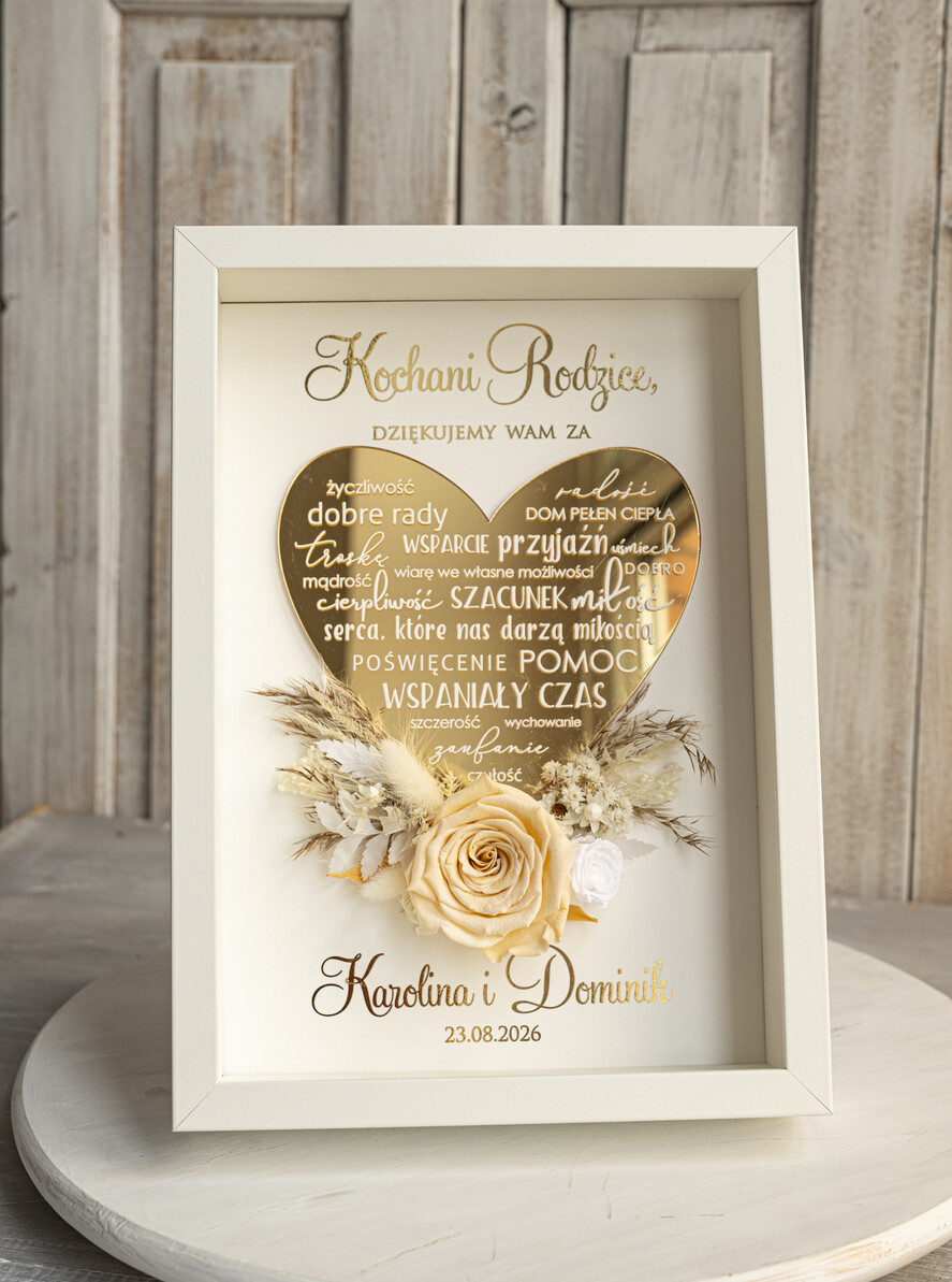 Prezenty, Podziękowania dla Rodziców Podziękowania dla rodziców w ramie Ślubne podziękowania dla Rodziców na weselu, złote podziękowanie dla Mamy i Taty, wzruszający prezent ślubne rodzicom6