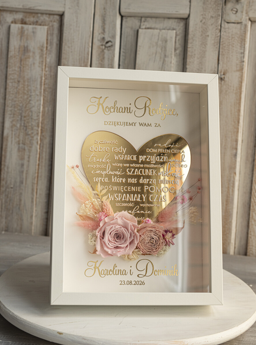 Prezenty, Podziękowania dla Rodziców Podziękowania dla rodziców w ramie Ślubne podziękowania dla Rodziców na weselu, złote podziękowanie dla Mamy i Taty, wzruszający prezent ślubne rodzicom14