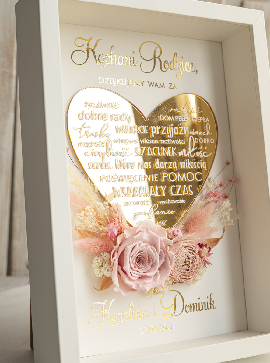 Prezenty, Podziękowania dla Rodziców Podziękowania dla rodziców w ramie Ślubne podziękowania dla Rodziców na weselu, złote podziękowanie dla Mamy i Taty, wzruszający prezent ślubne rodzicom9