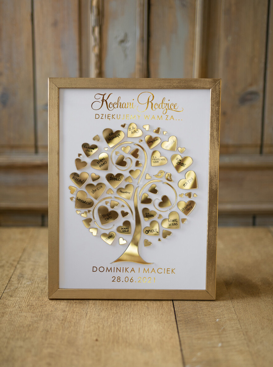 Prezenty, Podziękowania dla Rodziców Podziękowania dla rodziców w ramie pomysł na prezent dla rodziców, rustykalne wesele rama drzewko serduszka0