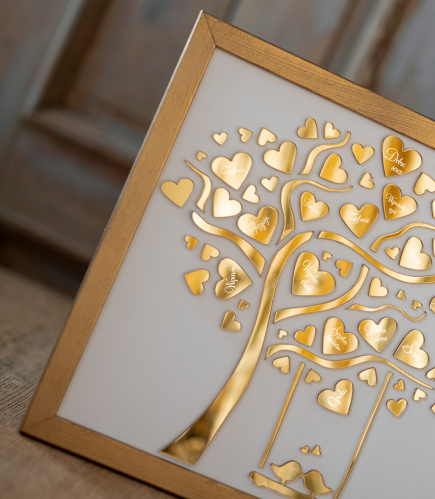 Prezenty, Podziękowania dla Rodziców Podziękowania dla rodziców w ramie złote drzewko podziękowania dla rodziców na wesele prezent dla rodziców ślub złota rama drzewko1