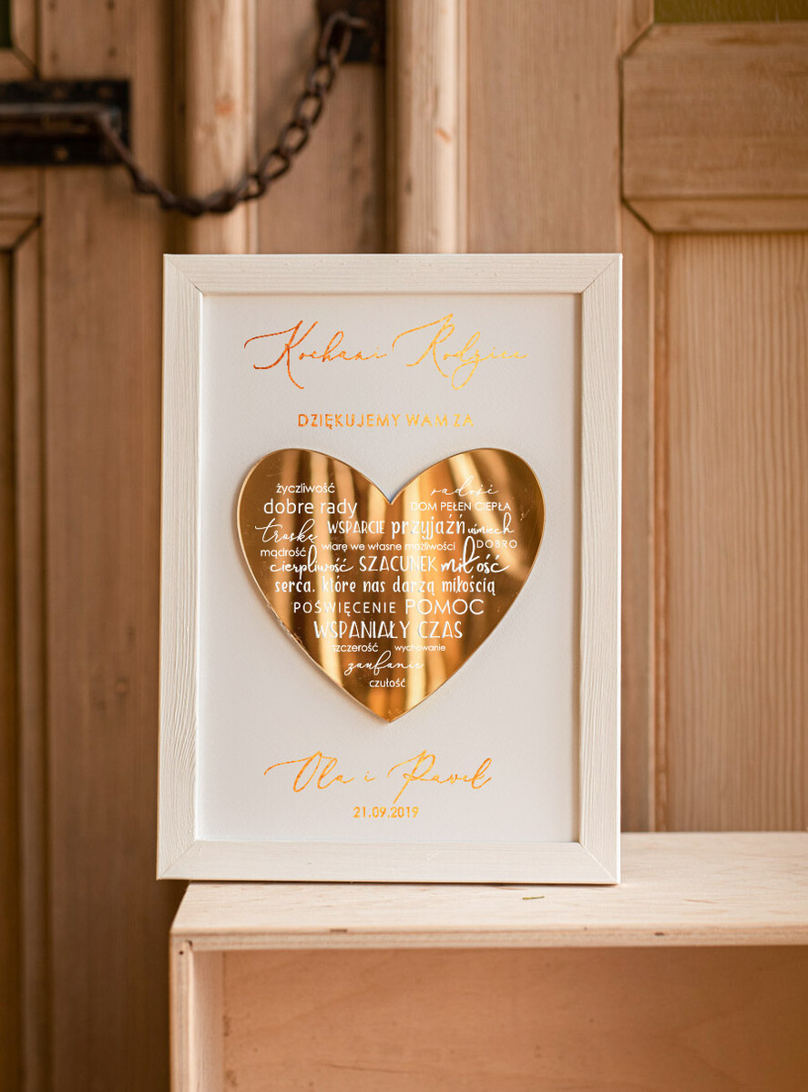 Prezenty, Podziękowania dla Rodziców Podziękowania dla rodziców w ramie złote błyszczące podziękowania dla Rodziców w dniu ślubu prezenty ślubne rodzicom0