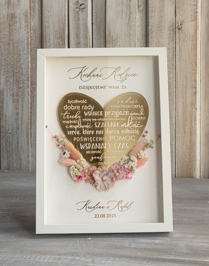 Prezenty, Podziękowania dla Rodziców Podziękowania dla rodziców w ramie Ślubne podziękowania dla Rodziców na weselu, złote podziękowanie dla Mamy i Taty, wzruszający prezent ślubne rodzicom7
