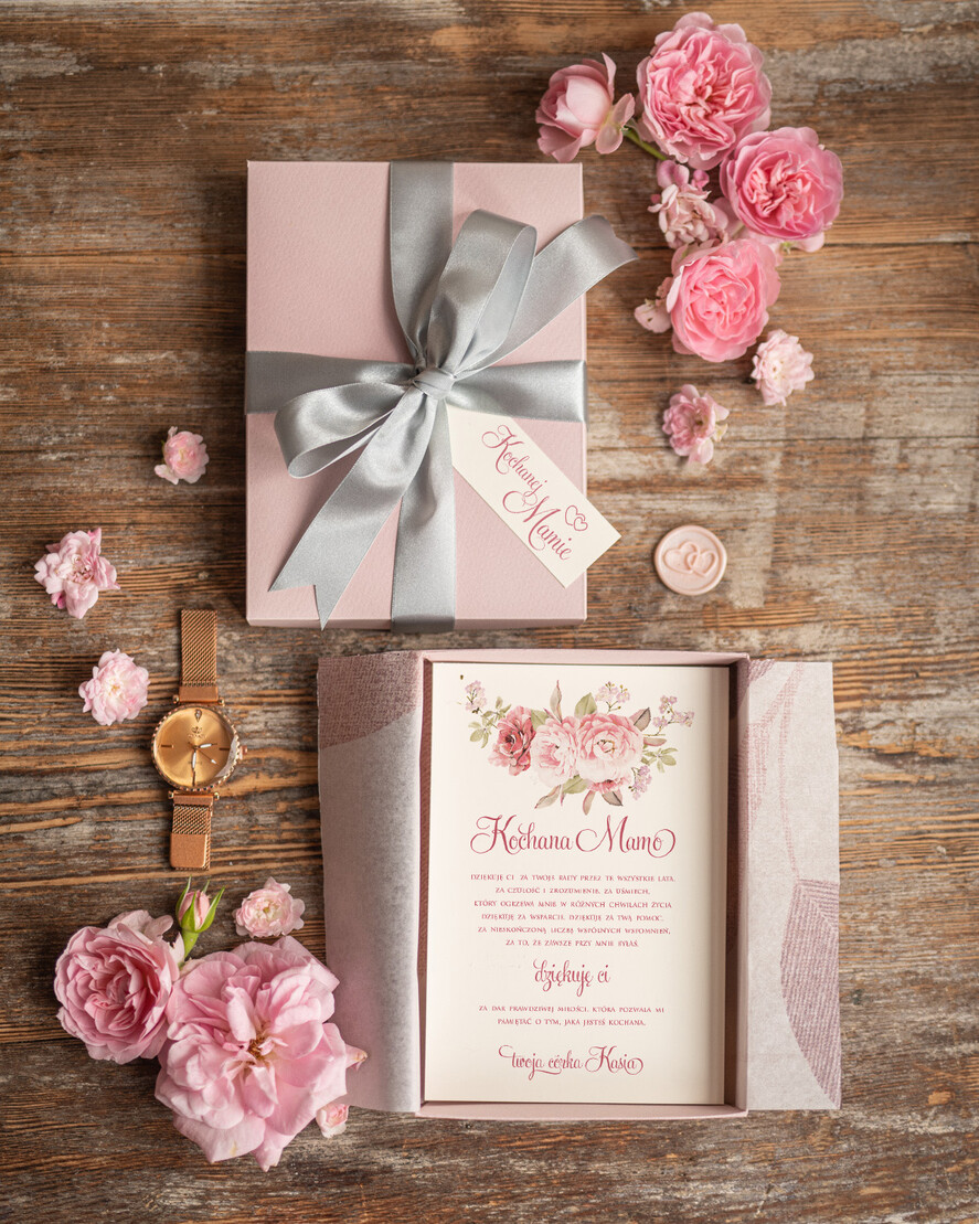 Prezenty, Podziękowania dla Rodziców Zestawy dla Rodziców w pudełku podziękowania dla Mamy zegarek w ozdobnym pudełku2
