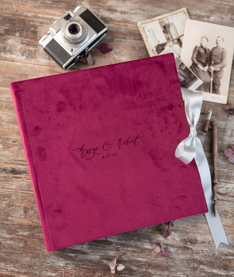 Albumy ślubne Pudełka na zdjęcia  album na zdjęcia  duży album szyte kartki aksamitna okładka z Waszymi imionami 15