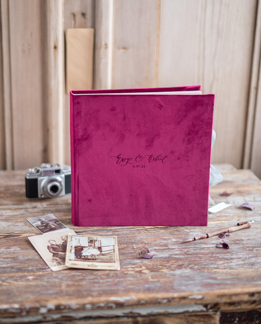 Albumy ślubne Pudełka na zdjęcia  album na zdjęcia  duży album szyte kartki aksamitna okładka z Waszymi imionami 23