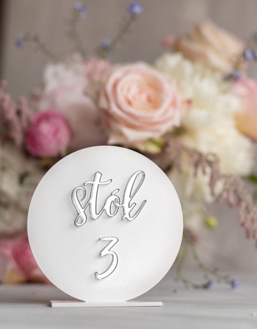Numery na stół Akryl numerki na stoliki ślubne srebrne lustro1