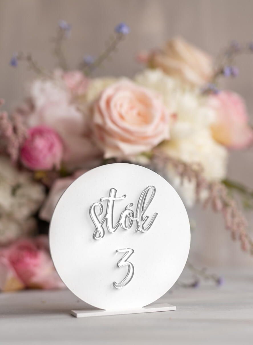 Numery na stół Akryl numerki na stoliki ślubne srebrne lustro2