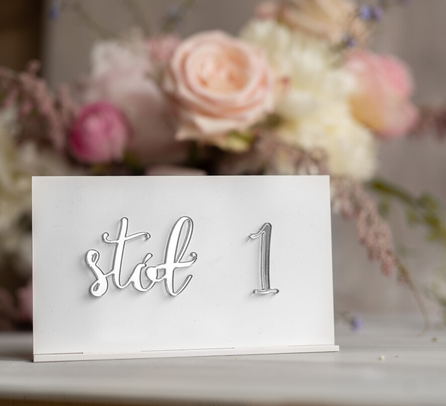 Numery na stół Akryl numerek na stół weselny eleganckie nowoczesne srebrne lustro0