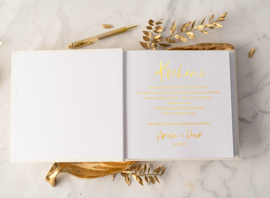 Księgi wpisów gości glamour księga gości weselnych czarne kartki do wyboru, glamour złocone imiona i data ślubu1