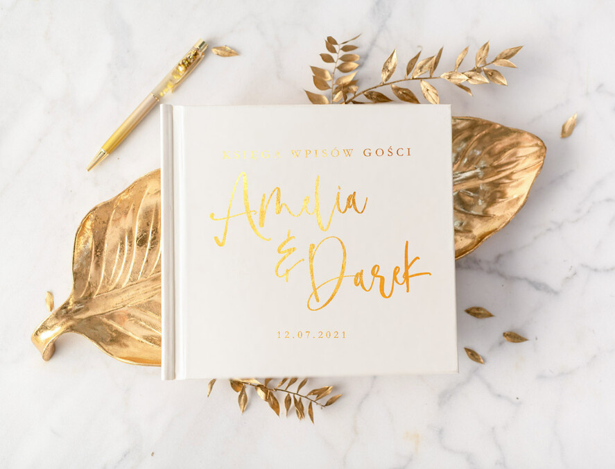 Księgi wpisów gości glamour księga gości weselnych czarne kartki do wyboru, glamour złocone imiona i data ślubu0