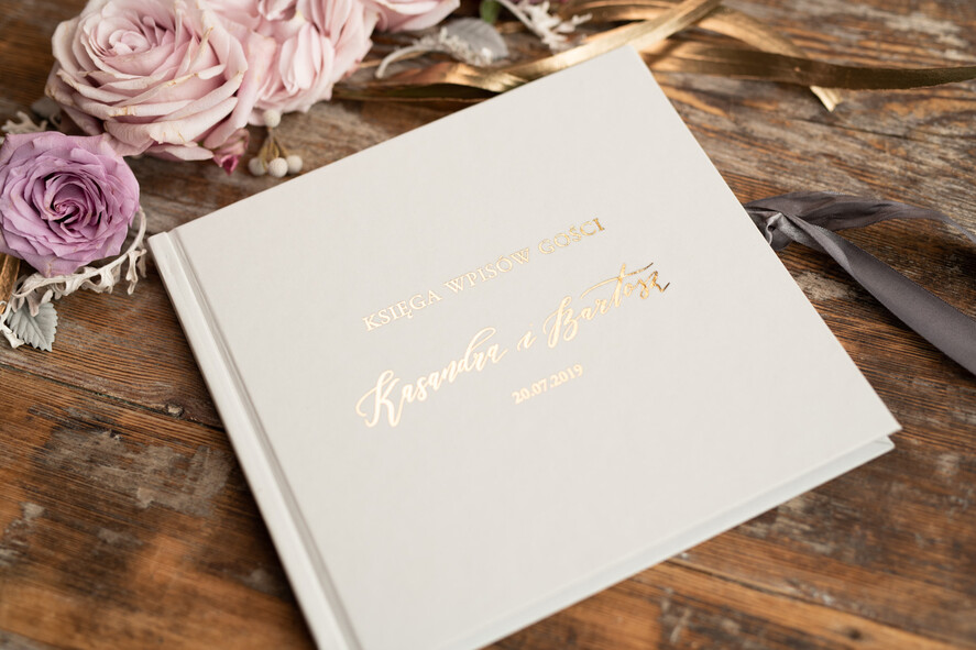 Księgi wpisów gości glamour ślubna księga gości weselnych złocone tłoczone wasze imiona i data16