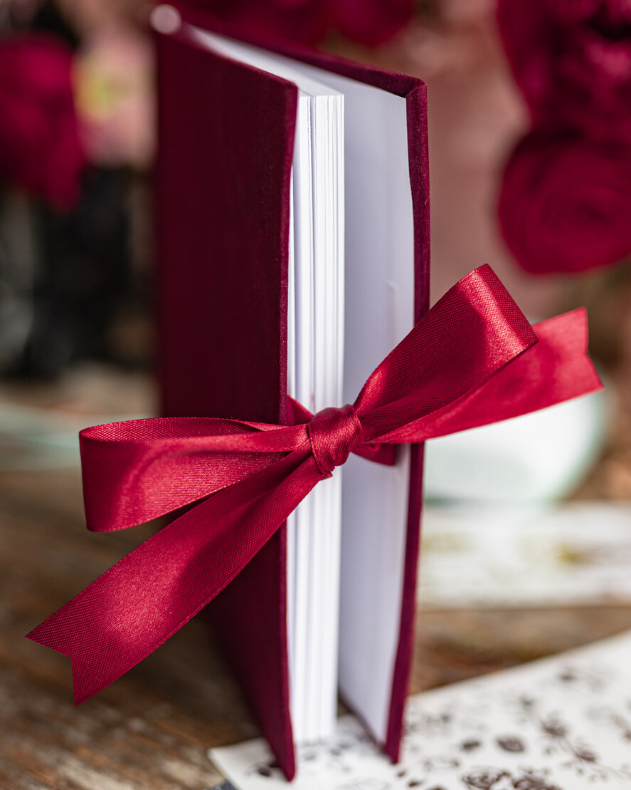 Księgi wpisów gości welurowe elegancka welurowa księga gości, ekskluzywna pamiątkowa księga wpisów gości, bordowa księga ze złotymi napisami 1