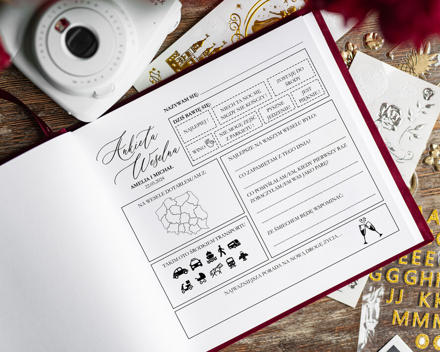 Księgi wpisów gości welurowe elegancka welurowa księga gości, ekskluzywna pamiątkowa księga wpisów gości, bordowa księga ze złotymi napisami 6