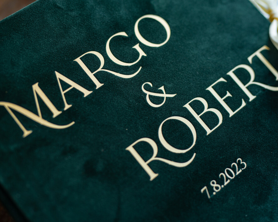 Księgi wpisów gości welurowe Duża Zielona Welurowa Księga Wpisów Gości Ecru Kartki Księga Pamiątkowa welurowa ze Złotymi Napisami 8