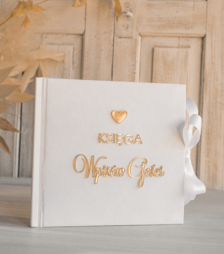 Księgi wpisów gości welurowe Szybka Wysyłka zestaw na wesele księga wpisów gości szkatułka na obrączki kopertówka, biały welurowy zestaw na wesele złote litery 19