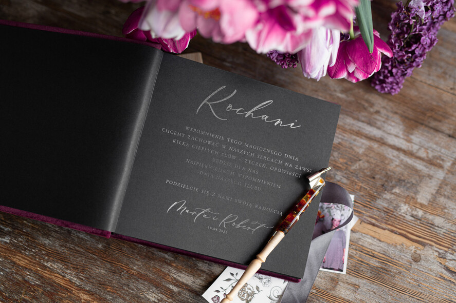 Księgi wpisów gości welurowe bordowa mała welurowa księga wpisów gości książka na ślub na wpisy gości weselnych  3