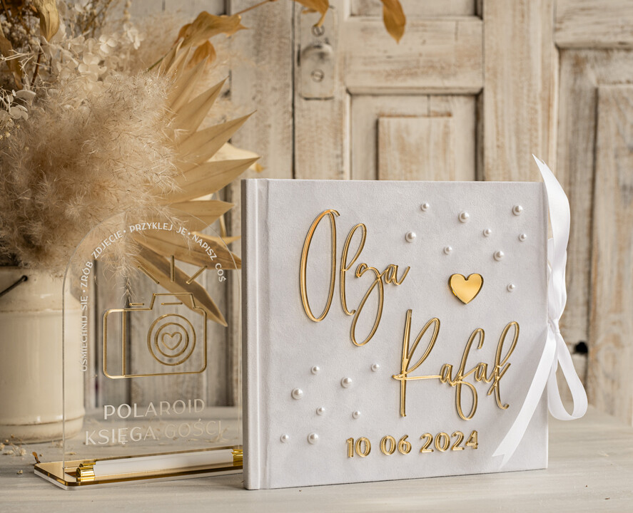 Księgi wpisów gości welurowe księga gości na wesele pamiątka ślubu, księga wpisów gości z perełkami złote napisy, elegancka welurowa księga wpisów gości z perełkami4