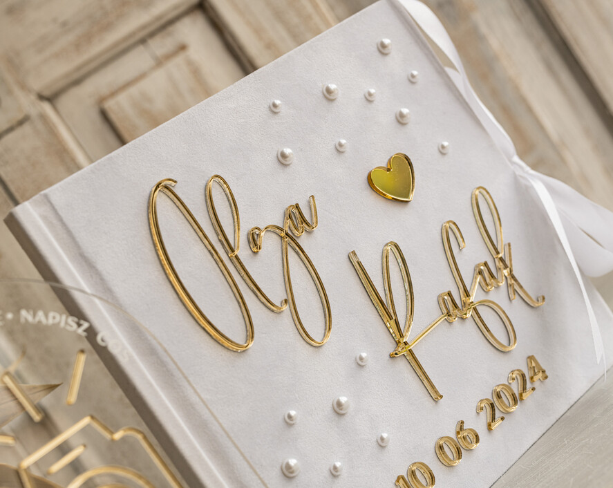 Księgi wpisów gości welurowe księga gości na wesele pamiątka ślubu, księga wpisów gości z perełkami złote napisy, elegancka welurowa księga wpisów gości z perełkami6