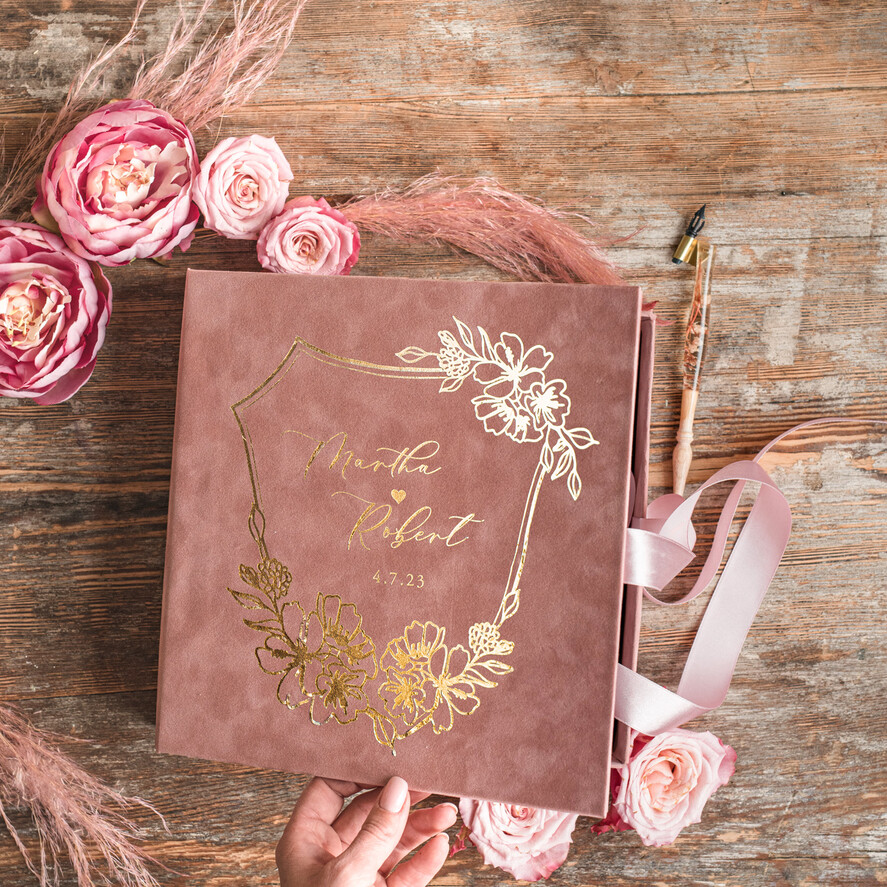 Księgi wpisów gości welurowe album na zdjęcia w welurowym pudełku ślubne i wpisy gości weselnych, na zdjęcia z fotobudki i instaxa2