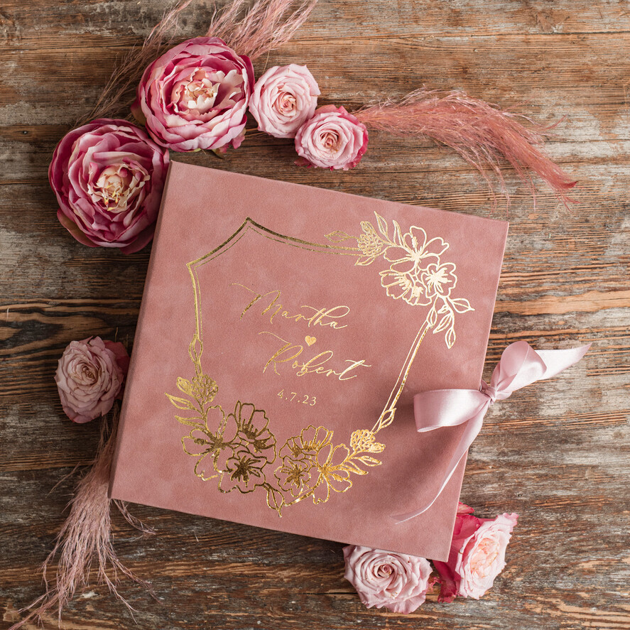 Księgi wpisów gości welurowe album na zdjęcia w welurowym pudełku ślubne i wpisy gości weselnych, na zdjęcia z fotobudki i instaxa1