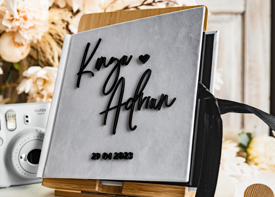 Księgi wpisów gości welurowe biało czarna ślubna księga gości i album na zdjęcia w jednym, album na życzenia i zdjęcia z fotobudki, weselna ksiega wpisow gości, album ślubny pamiątkowy12