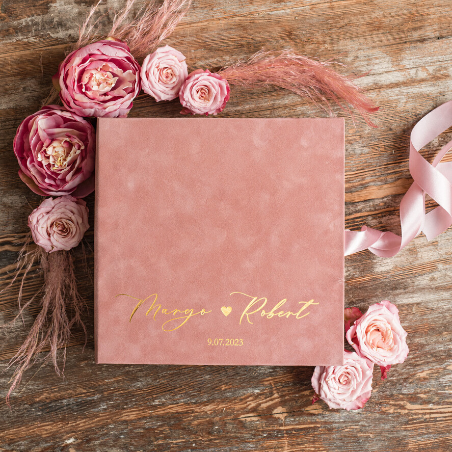 Księgi wpisów gości welurowe komplet księga i pudełko, album ślubny personalizowany i księga gości weselnych w jednym, na zdjęcia z fotobudki i zyczenia6