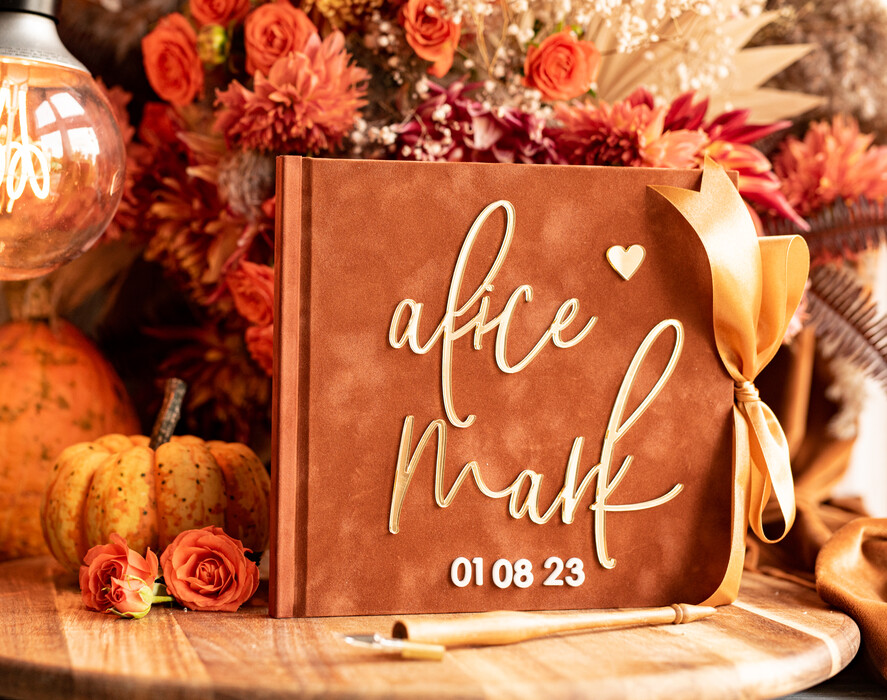 Księgi wpisów gości welurowe księga gości do wklejania zdjęć i wpisów gości weselnych, księga na zdjęcia z instaxa i zyczenia, oryginalna księga gości i album na zdjęcia, złota księga5