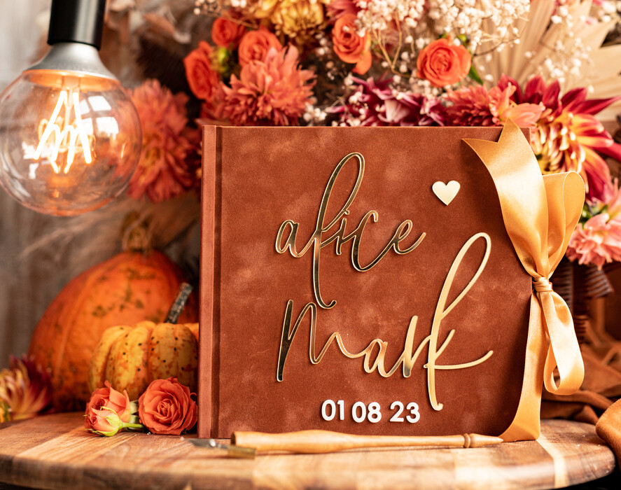 Księgi wpisów gości welurowe księga gości do wklejania zdjęć i wpisów gości weselnych, księga na zdjęcia z instaxa i zyczenia, oryginalna księga gości i album na zdjęcia, złota księga3