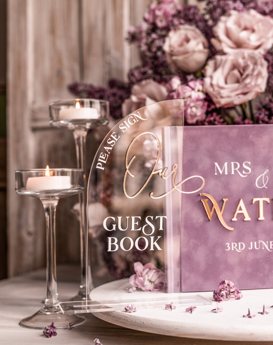 Księgi wpisów gości welurowe lawendowa elegancka księga gości i album na zdjęcia w jednym, lawendowy album na życzenia i zdjęcia z fotobudki, pamiątkowa welurowa księga wpisów gości 2