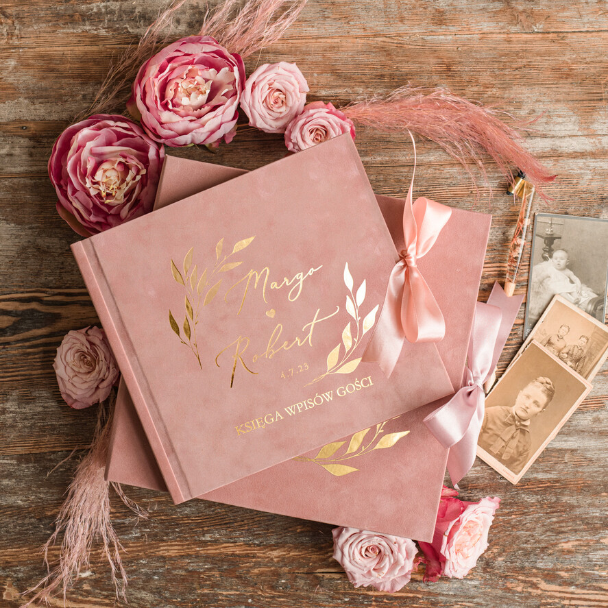 Księgi wpisów gości welurowe księga gości z czarnymi kartkami, księga na życzenia zdjęcia z fotobudki, księga wpisów gości z pudełkiem 0