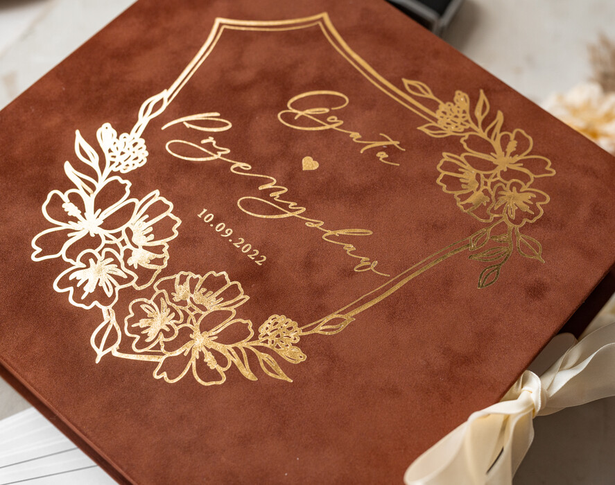 Księgi wpisów gości welurowe komplet księga i pudełko, album ślubny personalizowany i księga gości weselnych w jednym, na zdjęcia z fotobudki i zyczenia8