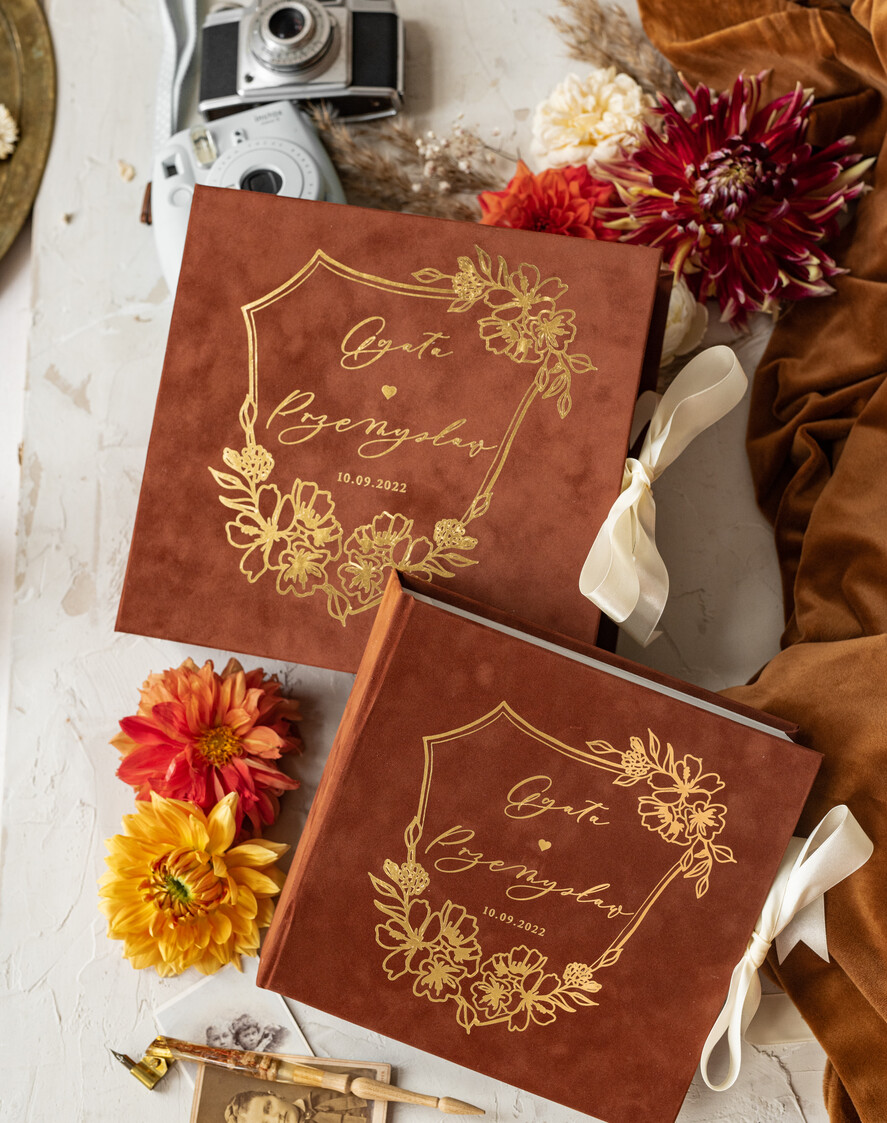 Księgi wpisów gości welurowe komplet księga i pudełko, album ślubny personalizowany i księga gości weselnych w jednym, na zdjęcia z fotobudki i zyczenia10