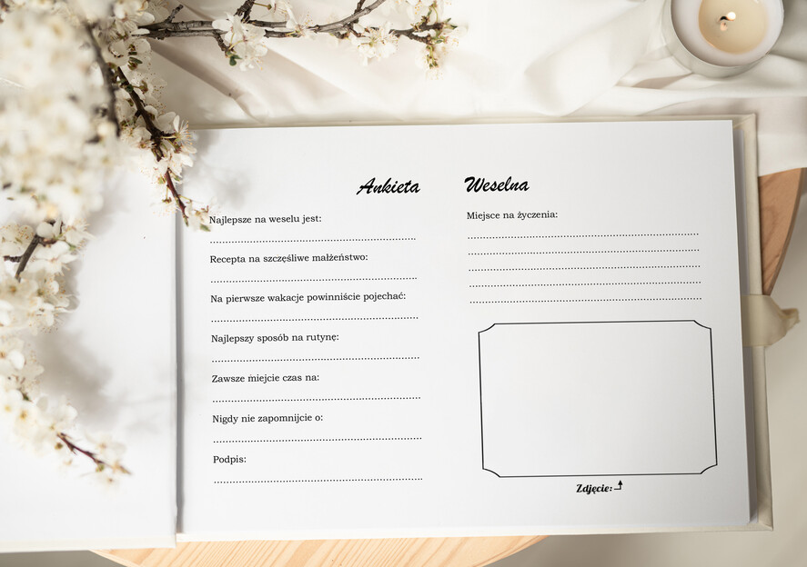 Księgi wpisów gości welurowe album ślubny do wpisów gości, na zdjęcia z fotobudki i zyczenia, welurowa księga ecru ze złotą okładką 4