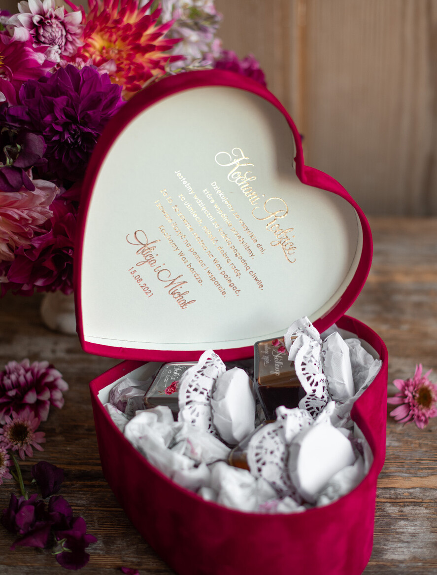 Prezenty, Podziękowania dla Rodziców Pudełka welurowe  pomysł na prezent dla Rodziców welurowe pudełko miód z dodatkami 5