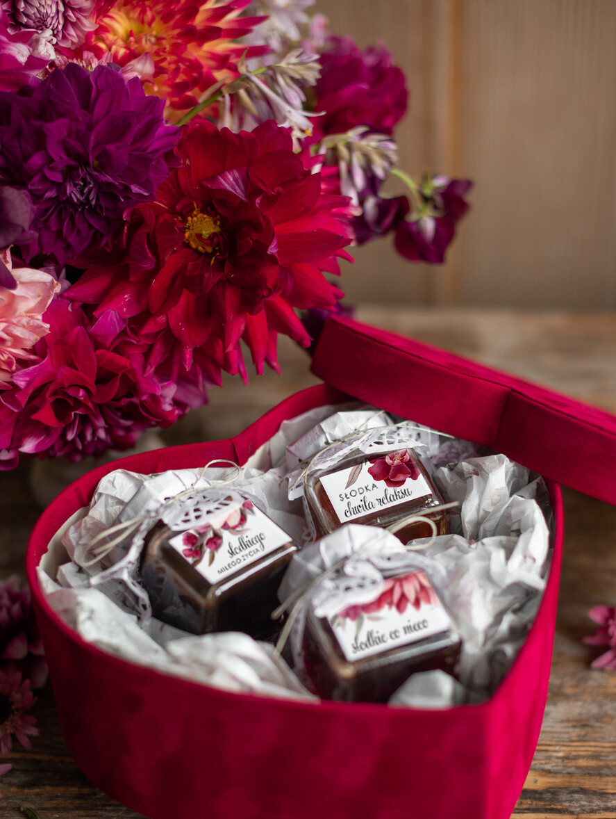 Prezenty, Podziękowania dla Rodziców Pudełka welurowe  pomysł na prezent dla Rodziców welurowe pudełko miód z dodatkami 8