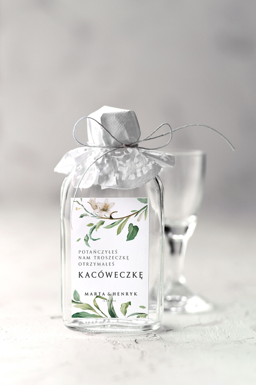 Podziękowania dla Gości Weselnych Butelki prezenty ślubne dla gości weselnych, kacówki na własny trunek0