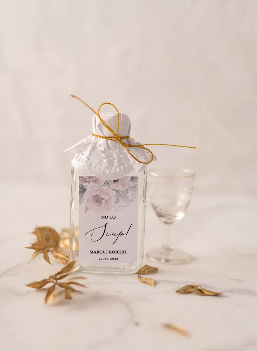 Podziękowania dla Gości Weselnych Butelki ślubne upominki dla gości weselnych, buteleczki na alkohol kacowki na dzien po0