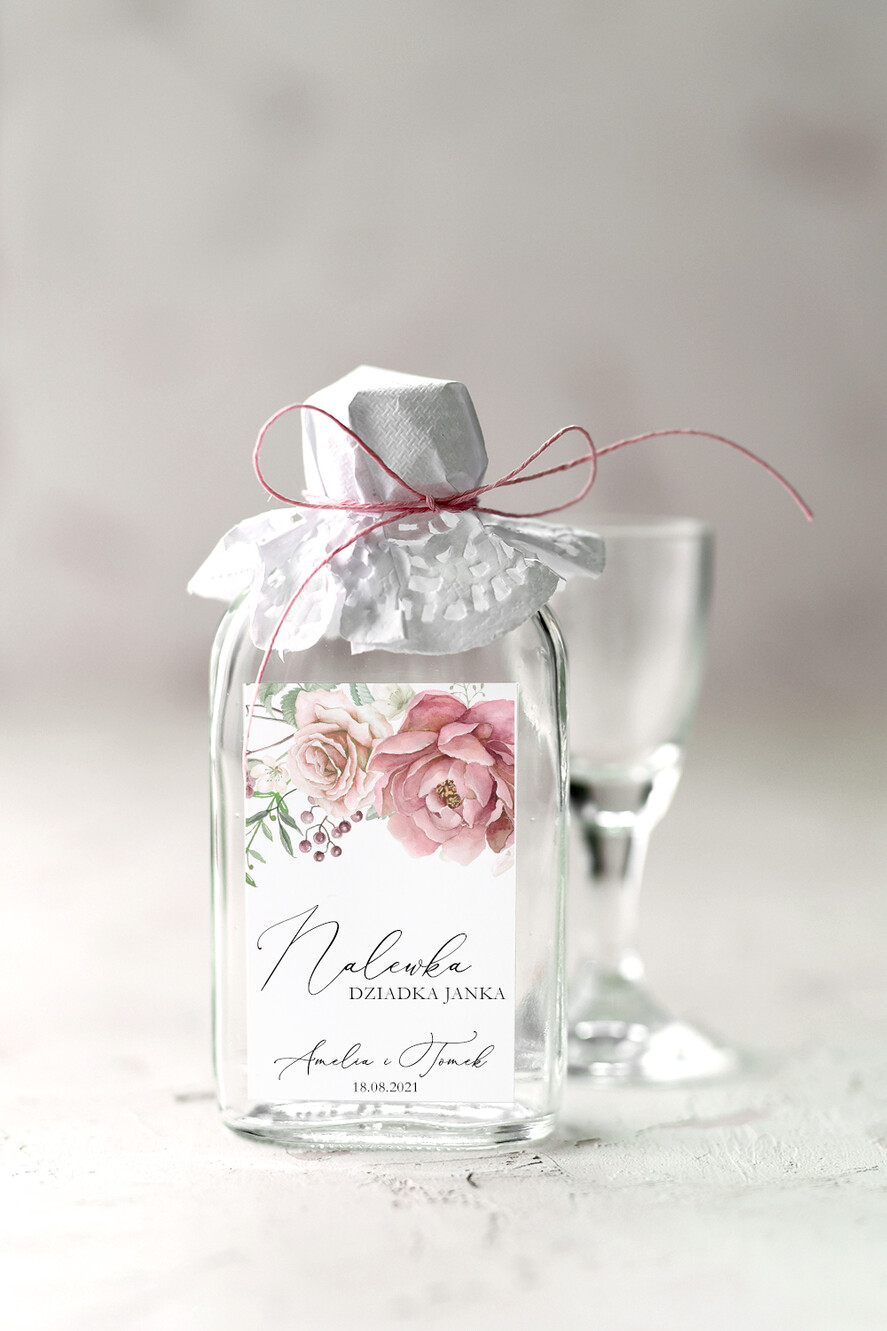 Podziękowania dla Gości Weselnych Butelki podziękowania gościom weselnym, piersówki na własny trunek0