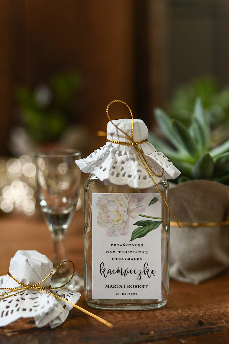 Podziękowania dla Gości Weselnych Butelki podziękowania dla gości weselnych za przybycie, buteleczki 100 ml na wesele0