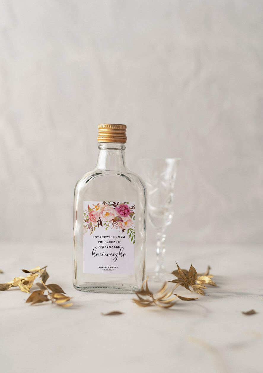Podziękowania dla Gości Weselnych Butelki personalizowane podziękowania dla gości weselnych, male butelki piersiówki1