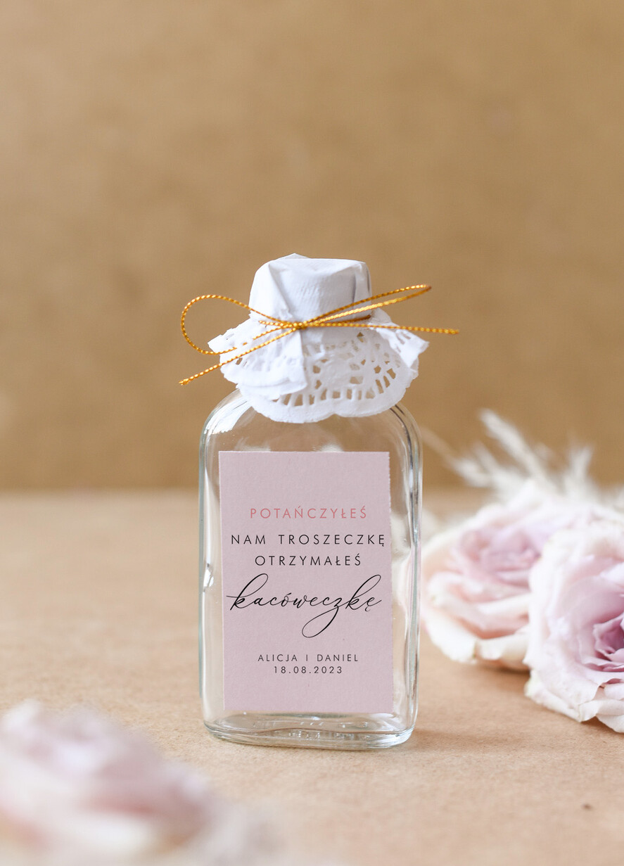 Podziękowania dla Gości Weselnych Butelki podziękowania gościom weselnym buteleczka piersioweczka  prezent dla gości, kacówka 100 ml 0