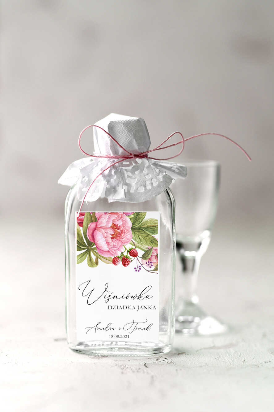 Podziękowania dla Gości Weselnych Butelki podarunki dla gości weselnych, buteleczki 100 ml ślubne kacowki0