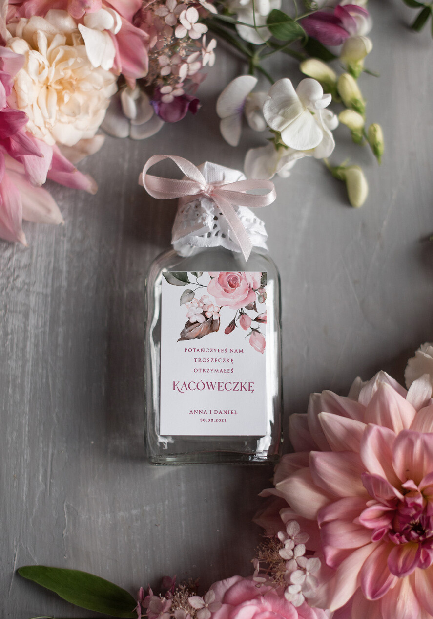 Podziękowania dla Gości Weselnych Butelki ślubne upominki dla gości, piersiowki podziekowania kacowki0