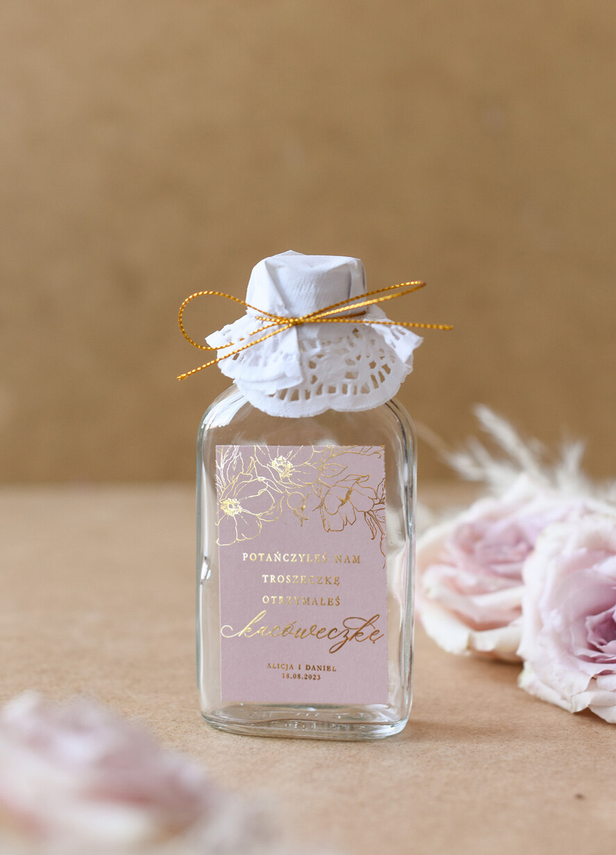 Podziękowania dla Gości Weselnych Butelki podziękowania dla gości weselnych za przybycie kacówka buteleczka na poprawiny, kacóweczka pojemność 100 ml 0