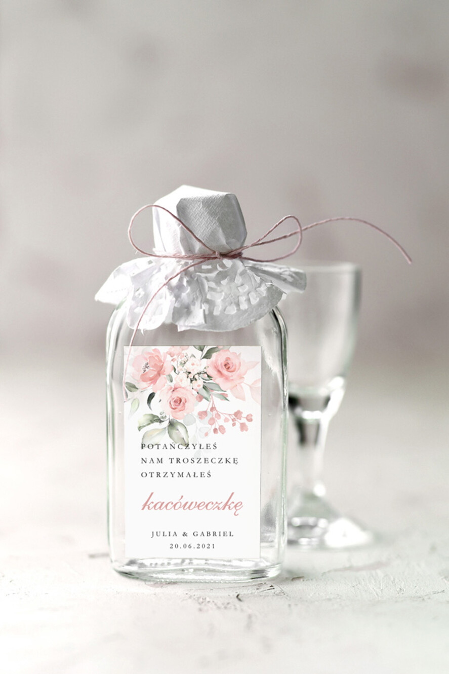 Podziękowania dla Gości Weselnych Butelki ślubne upominki dla gości weselnych, kacowki buteleczki na nalewki0